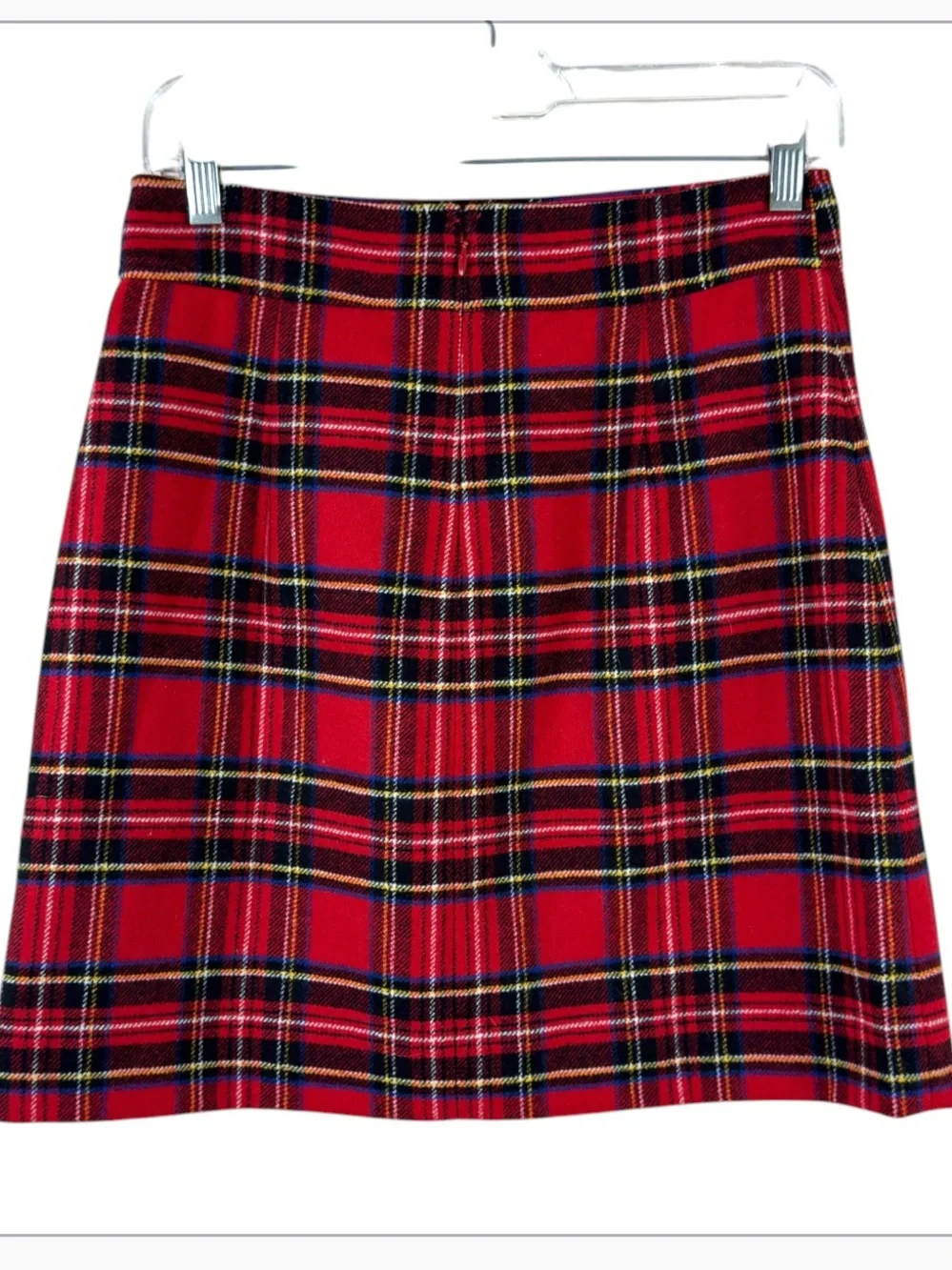 J . Crew womens size 2 red plaid wool tartan a line mini skirt